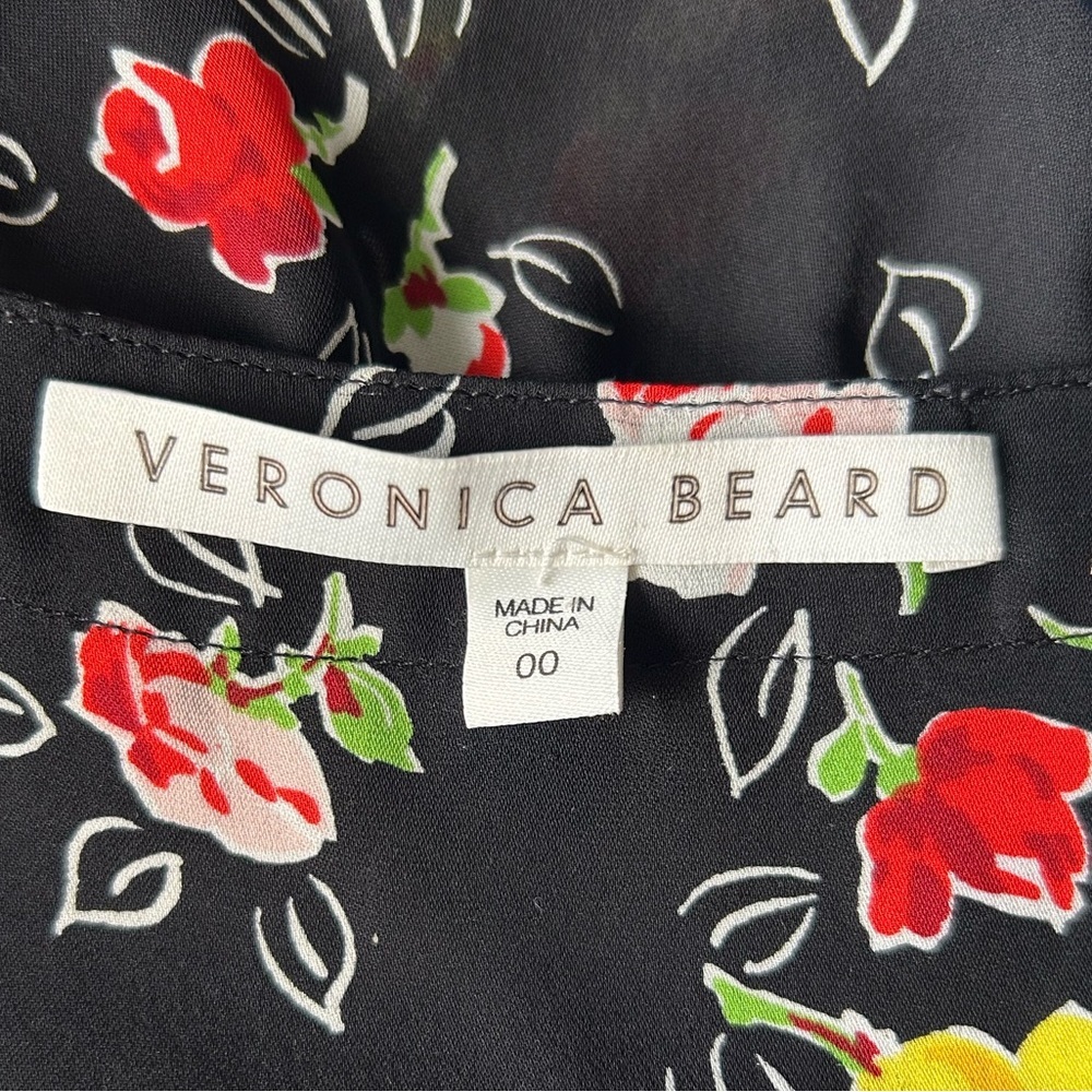 Veronica Beard Kiona Silk Blouse Black Floral Peplum $395. Excellent Size 00 - Picture 5 of 13